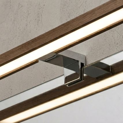 BRILAGI - LED-belysning för badrumsspegel 3-i-1 WOODY MIRROR LED/12W/230V 60 cm IP44 blank krom/ek valnöt