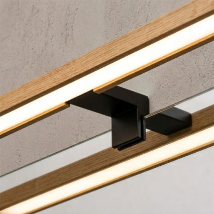 Brilagi - 3-i-1 LED-belysning för badrumsspegel WOODY MIRROR LED/12W/230V 60 cm IP44 svart/ek