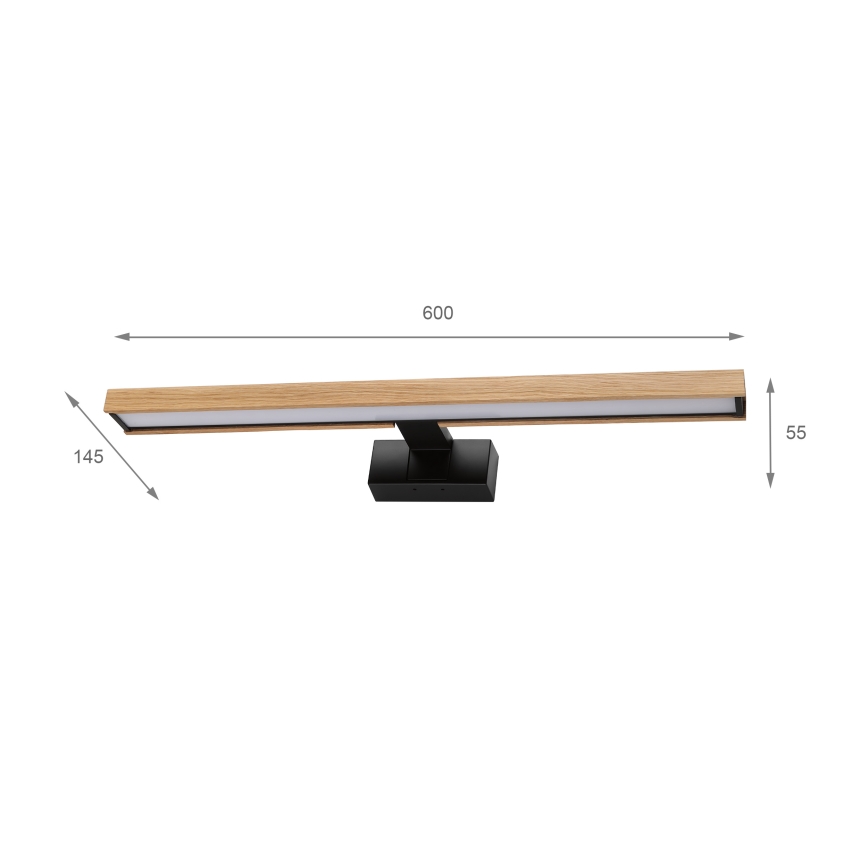 Brilagi - 3-i-1 LED-belysning för badrumsspegel WOODY MIRROR LED/12W/230V 60 cm IP44 svart/ek