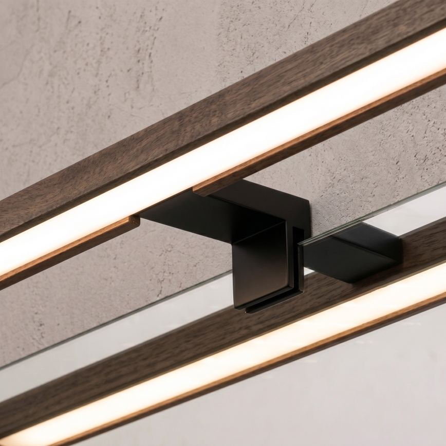 Brilagi - LED-belysning för badrumsspegel 3 i 1 WOODY MIRROR LED/12W/230V IP44 svart/ek/valnöt
