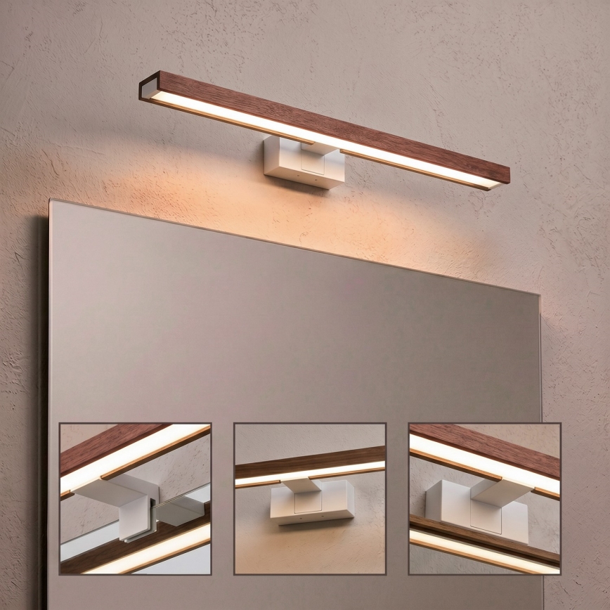 Brilagi - LED-belysning för badrumsspegel 3-i-1 WOODY MIRROR LED/12W/230V 60 cm IP44 vit/ek/körsbär
