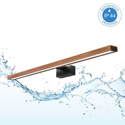 BRILAGI - LED-belysning för badrumsspegel 3-i-1 WOODY MIRROR LED/15W/230V 80 cm IP44 svart/körsbärsek
