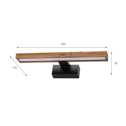 BRILAGI - LED-belysning för badrumsspegel 3 i 1 WOODY MIRROR LED/8W/230V 40 cm IP44 svart/ek