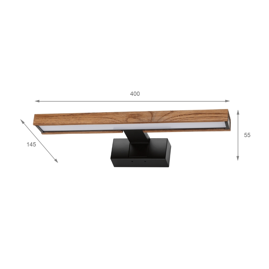 BRILAGI - LED-belysning för badrumsspegel 3 i 1 WOODY MIRROR LED/8W/230V 40 cm IP44 svart/ek