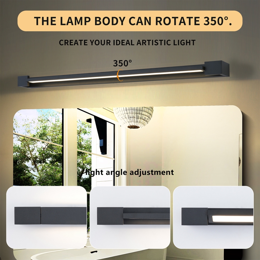 Brilagi - LED-belysning för badrumsspegel AQUA LINE LED/24W/230V 90 cm IP44 svart CRI 90