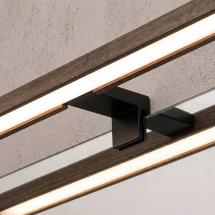 Brilagi - LED-spegelbelysning för badrum WOODY MIRROR 3 i 1 LED/15W/230V 80 cm IP44 svart/ek/valnöt