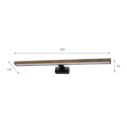 Brilagi - LED-spegelbelysning för badrum WOODY MIRROR 3 i 1 LED/15W/230V 80 cm IP44 svart/ek/valnöt