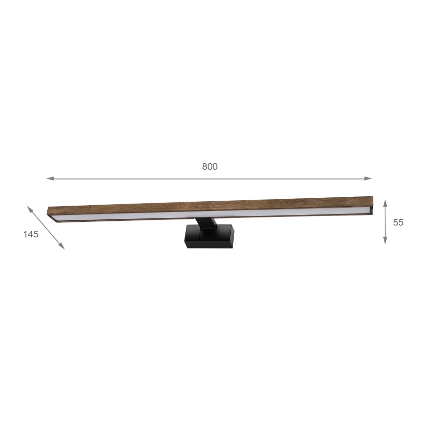 Brilagi - LED-spegelbelysning för badrum WOODY MIRROR 3 i 1 LED/15W/230V 80 cm IP44 svart/ek/valnöt