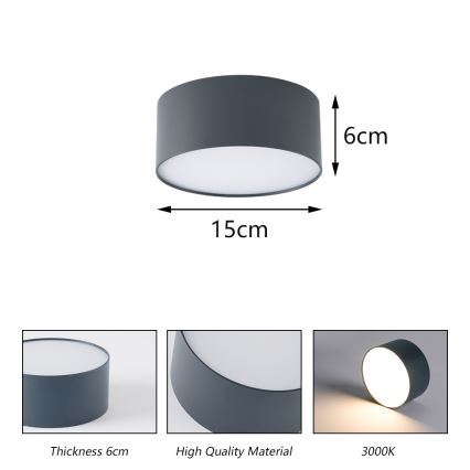 Brilagi - LED badrumstaklampa FORIS LED/20W/230V Ø 15 cm, antracit, IP44