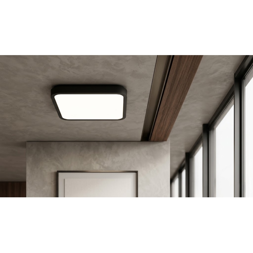BRILAGI - LED taklampa för badrum med inbyggd sensor ZENNA LED/24W/230V 34,5x34,5 cm IP44 svart + fjärrkontroll