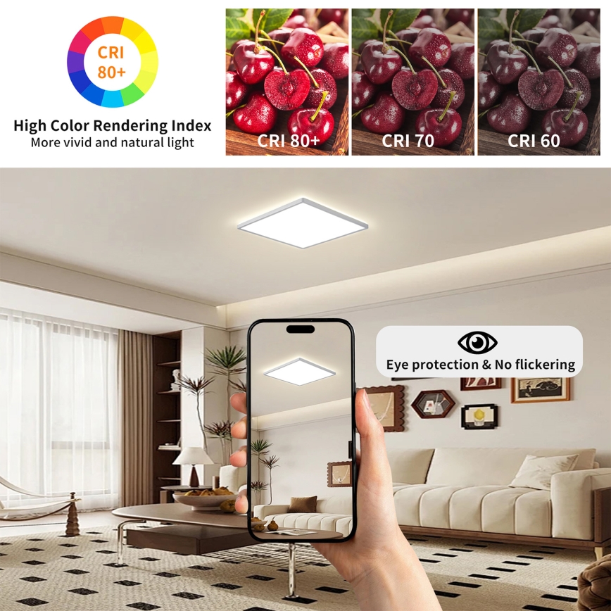 Brilagi - LED badrumstaklampa ULTRA SLIM LED/18W/230V 30x30 cm silver IP54