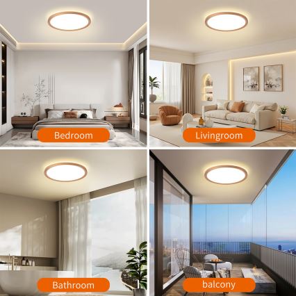 Brilagi - ULTRA SLIM LED taklampa för badrum, 24W, 230V, Ø 42 cm, roséguld, IP54