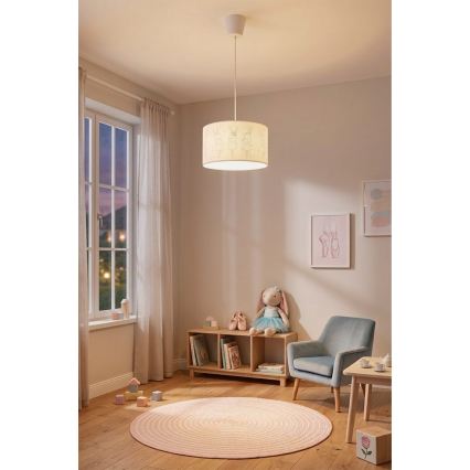 Brilagi - LED barnpendel BOBO 1xE27/10W/230V Ø 35 cm vit/kaniner