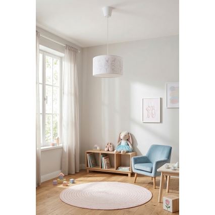 Brilagi - LED barnpendel BOBO 1xE27/10W/230V Ø 35 cm vit/kaniner
