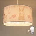 Brilagi - LED barnpendel BOBO 1xE27/10W/230V Ø 35 cm vit/med djurmotiv