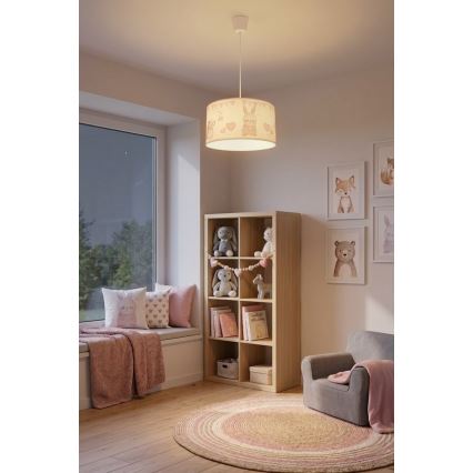 Brilagi - LED barnpendel BOBO 1xE27/10W/230V Ø 35 cm vit/med djurmotiv