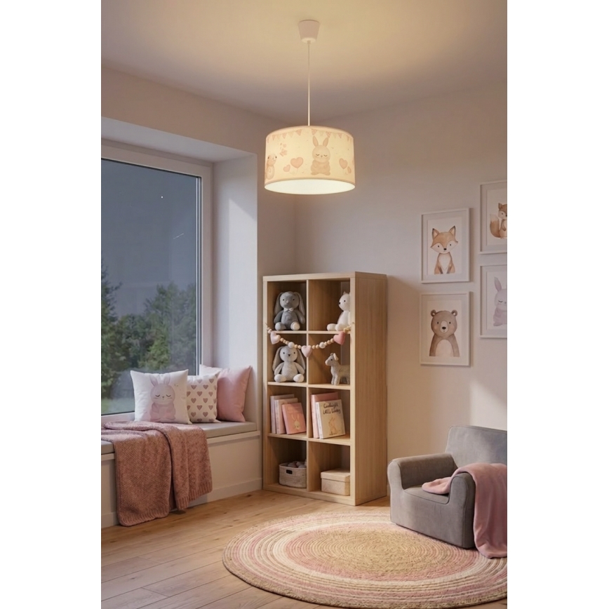 Brilagi - LED barnpendel BOBO 1xE27/10W/230V Ø 35 cm vit/med djurmotiv