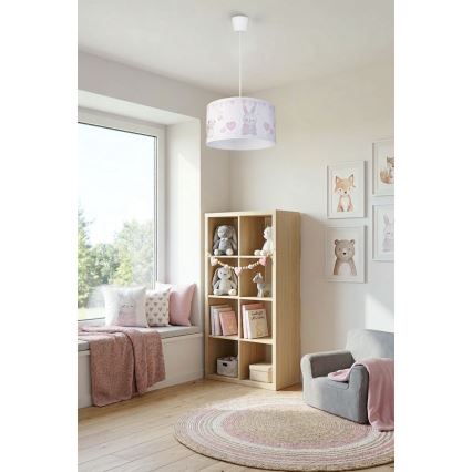 Brilagi - LED barnpendel BOBO 1xE27/10W/230V Ø 35 cm vit/med djurmotiv