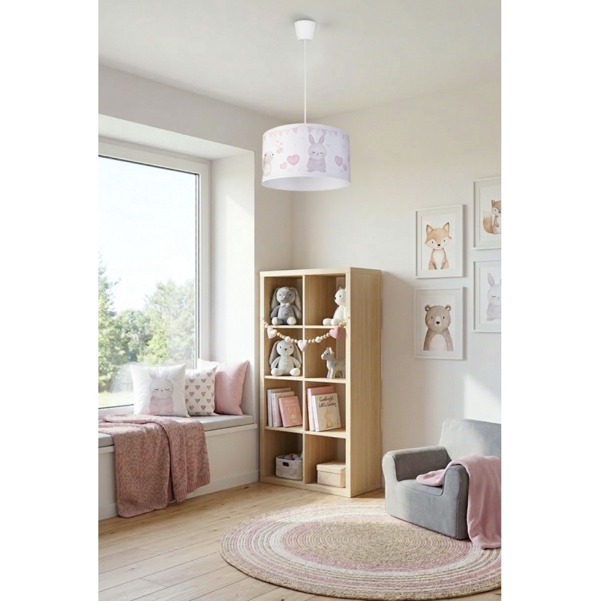 Brilagi - LED barnpendel BOBO 1xE27/10W/230V Ø 35 cm vit/med djurmotiv