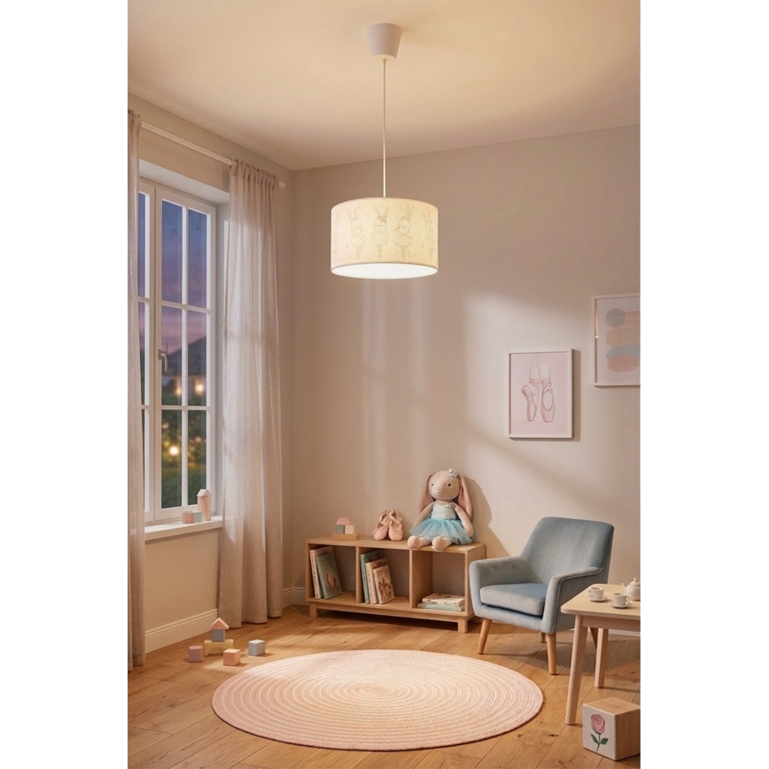 BRILAGI - LED barnpendel BOBO 1xE27/60W/230V Ø 35 cm vit/kaniner