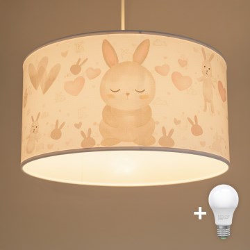 Brilagi - LED barnpendel BOBO 1xE27/60W/230V Ø 35 cm vit/kaniner