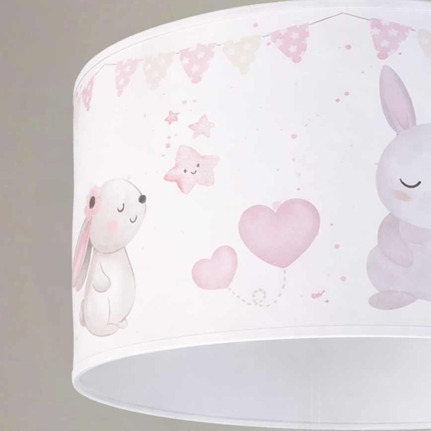 Brilagi - LED barnpendel med sladd BOBO 1xE27/60W/230V Ø 35 cm vit/kaniner