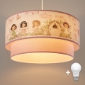 Brilagi - LED barnpendel med sladd BOBO 1xE27/60W/230V Ø 40 cm rosa/älvor