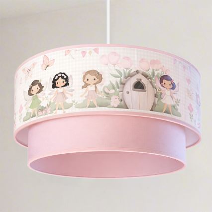 Brilagi - LED barnpendel med sladd BOBO 1xE27/60W/230V Ø 40 cm rosa/älvor