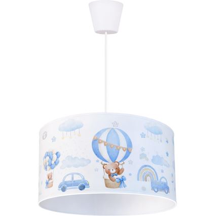 Brilagi - LED barnpendel på kabel BOBO 1xE27/10W/230V Ø 35 cm blå med nallemotiv