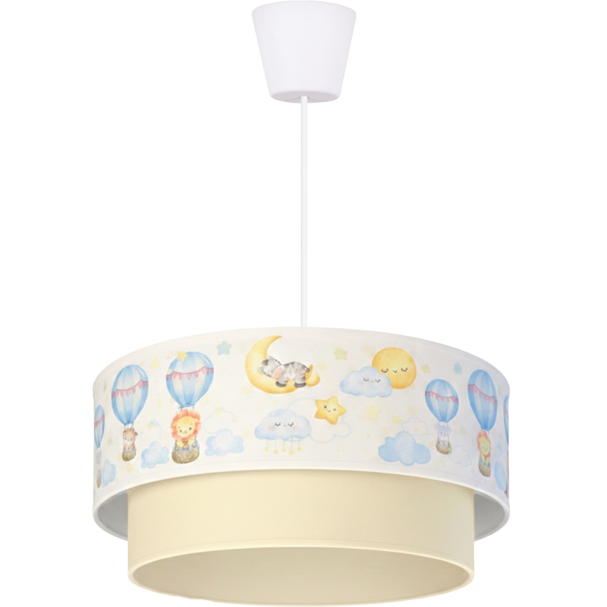 Brilagi - LED Barnpendel med sladd BOBO 1xE27/10W/230V Ø 40 cm vit/beige/djurmönster