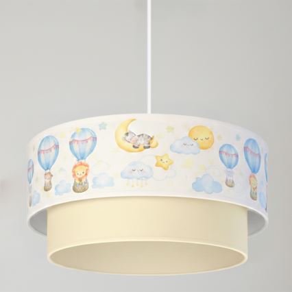 Brilagi - LED Barnpendel med sladd BOBO 1xE27/10W/230V Ø 40 cm vit/beige/djurmönster