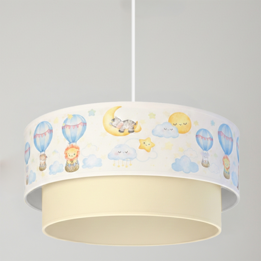 Brilagi - LED Barnpendel med sladd BOBO 1xE27/10W/230V Ø 40 cm vit/beige/djurmönster