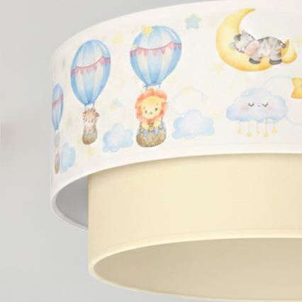 Brilagi - LED Barnpendel med sladd BOBO 1xE27/10W/230V Ø 40 cm vit/beige/djurmönster