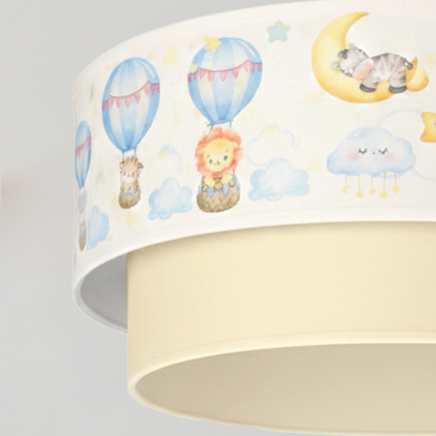 Brilagi - LED Barnpendel med sladd BOBO 1xE27/10W/230V Ø 40 cm vit/beige/djurmönster