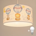 Brilagi - LED-barnpendel på kabel BOBO 1xE27/60W/230V diam. 35 cm vit/djurmotiv