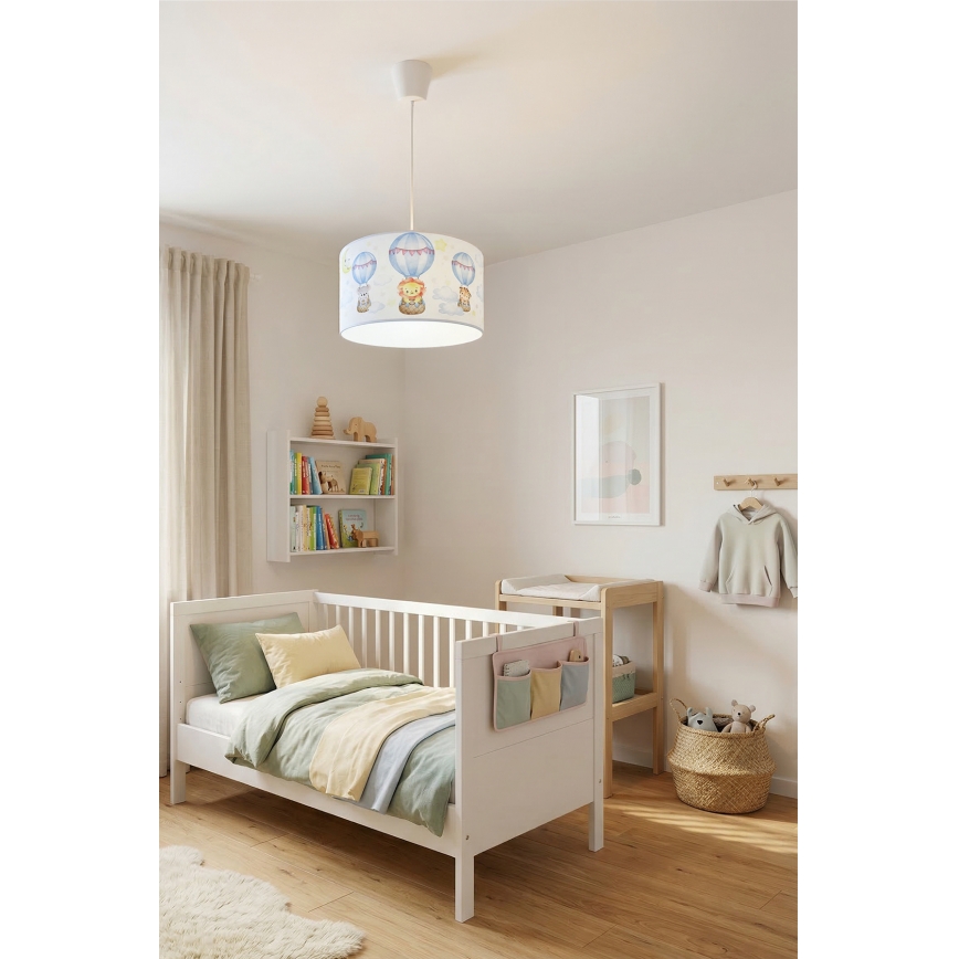 Brilagi - LED-barnpendel på kabel BOBO 1xE27/60W/230V diam. 35 cm vit/djurmotiv