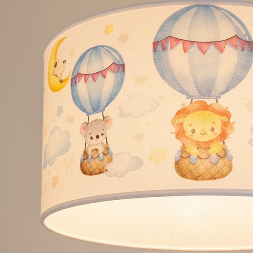 Brilagi - LED-barnpendel på kabel BOBO 1xE27/60W/230V diam. 35 cm vit/djurmotiv