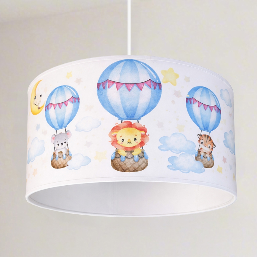 Brilagi - LED-barnpendel på kabel BOBO 1xE27/60W/230V diam. 35 cm vit/djurmotiv