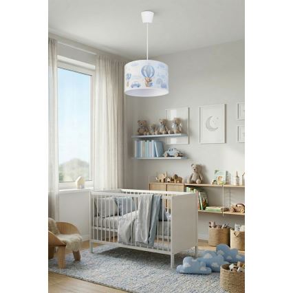 Brilagi - LED barnpendel på kabel BOBO 1xE27/60W/230V Ø 35 cm blå med nallemotiv