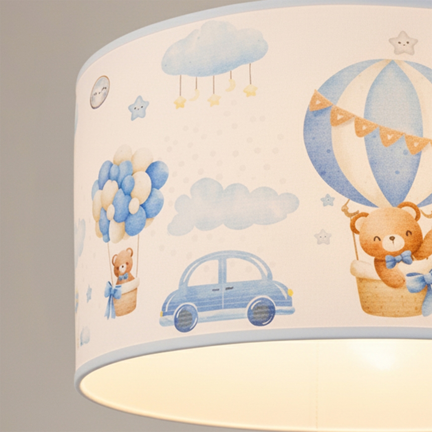 Brilagi - LED barnpendel på kabel BOBO 1xE27/60W/230V Ø 35 cm blå med nallemotiv