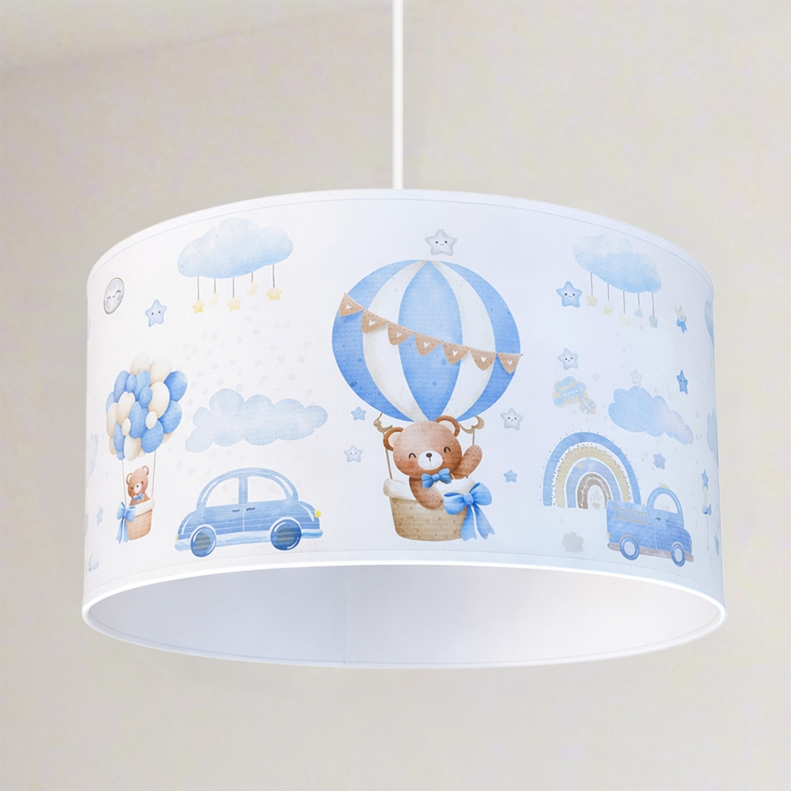 Brilagi - LED barnpendel på kabel BOBO 1xE27/60W/230V Ø 35 cm blå med nallemotiv