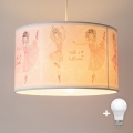 Brilagi - LED barnpendel på kabel BOBO 1xE27/60W/230V Ø 35 cm rosa/ballerina-motiv