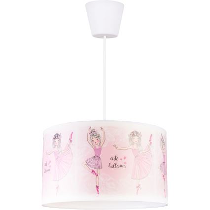 BRILAGI - LED barnpendel på kabel BOBO 1xE27/60W/230V Ø 35 cm rosa/ballerina-motiv