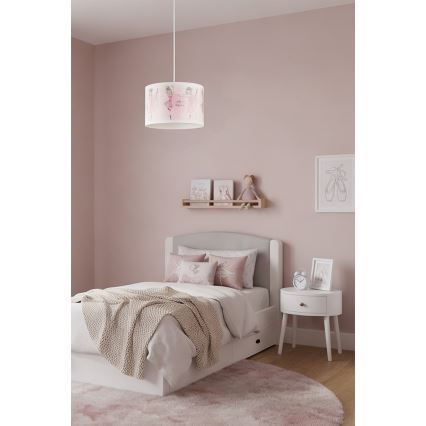 BRILAGI - LED barnpendel på kabel BOBO 1xE27/60W/230V Ø 35 cm rosa/ballerina-motiv