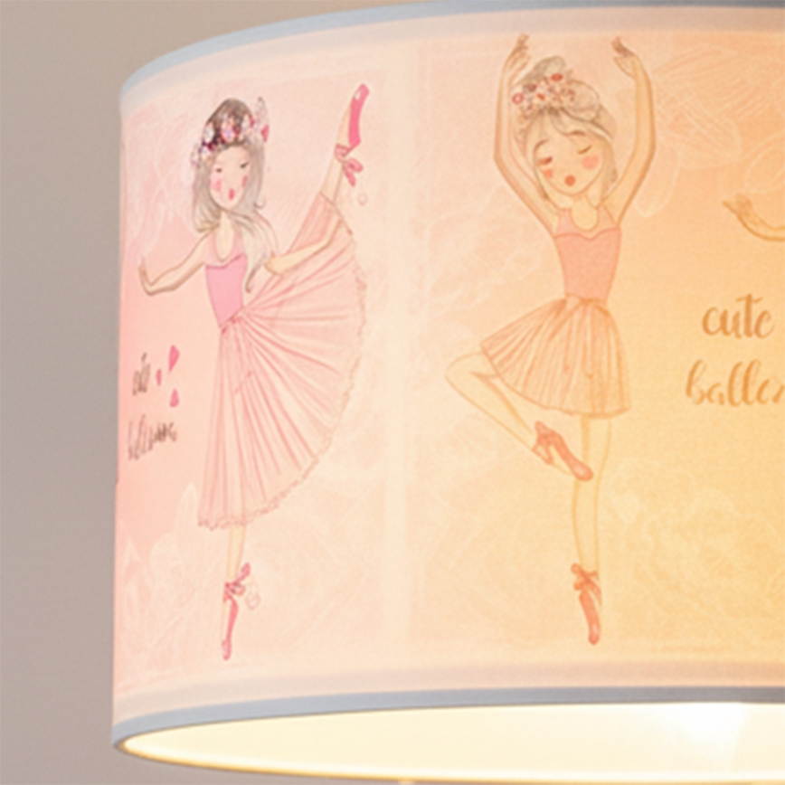 BRILAGI - LED barnpendel på kabel BOBO 1xE27/60W/230V Ø 35 cm rosa/ballerina-motiv