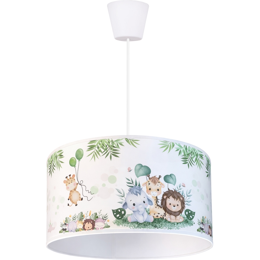 Brilagi - LED barnpendel på kabel BOBO 1xE27/60W/230V Ø 35 cm vit/djungel