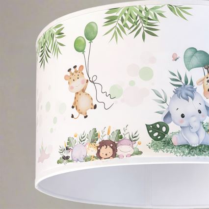 Brilagi - LED barnpendel på kabel BOBO 1xE27/60W/230V Ø 35 cm vit/djungel