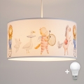Brilagi - LED barnpendel på kabel BOBO 1xE27/60W/230V Ø 35 cm vit/djurmotiv