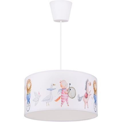 Brilagi - LED barnpendel på kabel BOBO 1xE27/60W/230V Ø 35 cm vit/djurmotiv