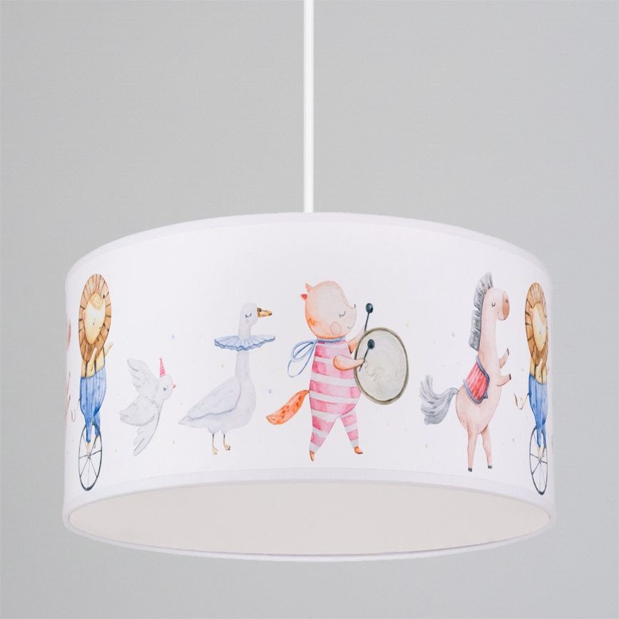 Brilagi - LED barnpendel på kabel BOBO 1xE27/60W/230V Ø 35 cm vit/djurmotiv